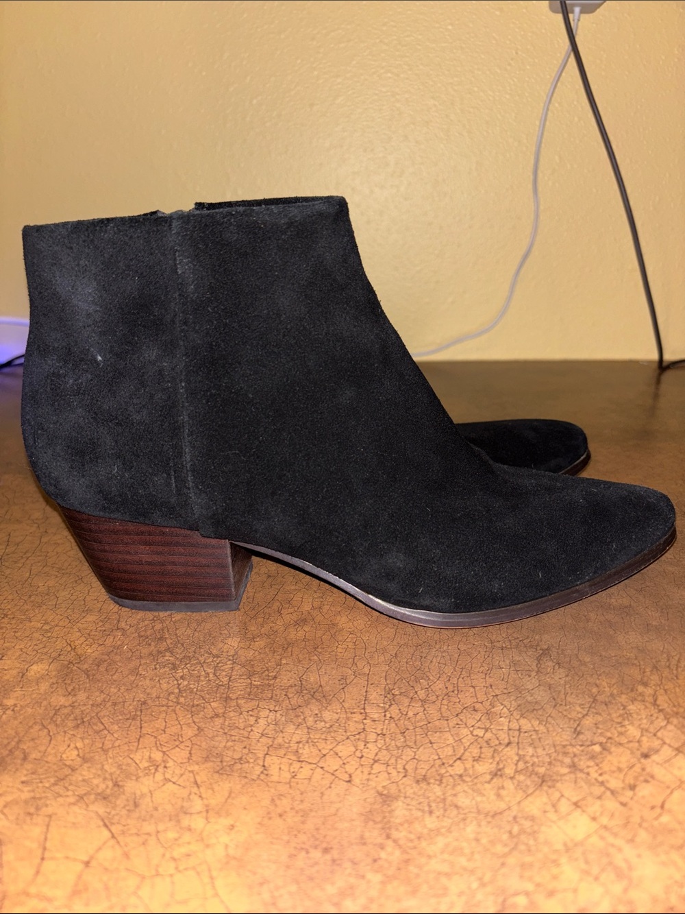 Banana Republic Black Suede Ankle Booties with Block Heel